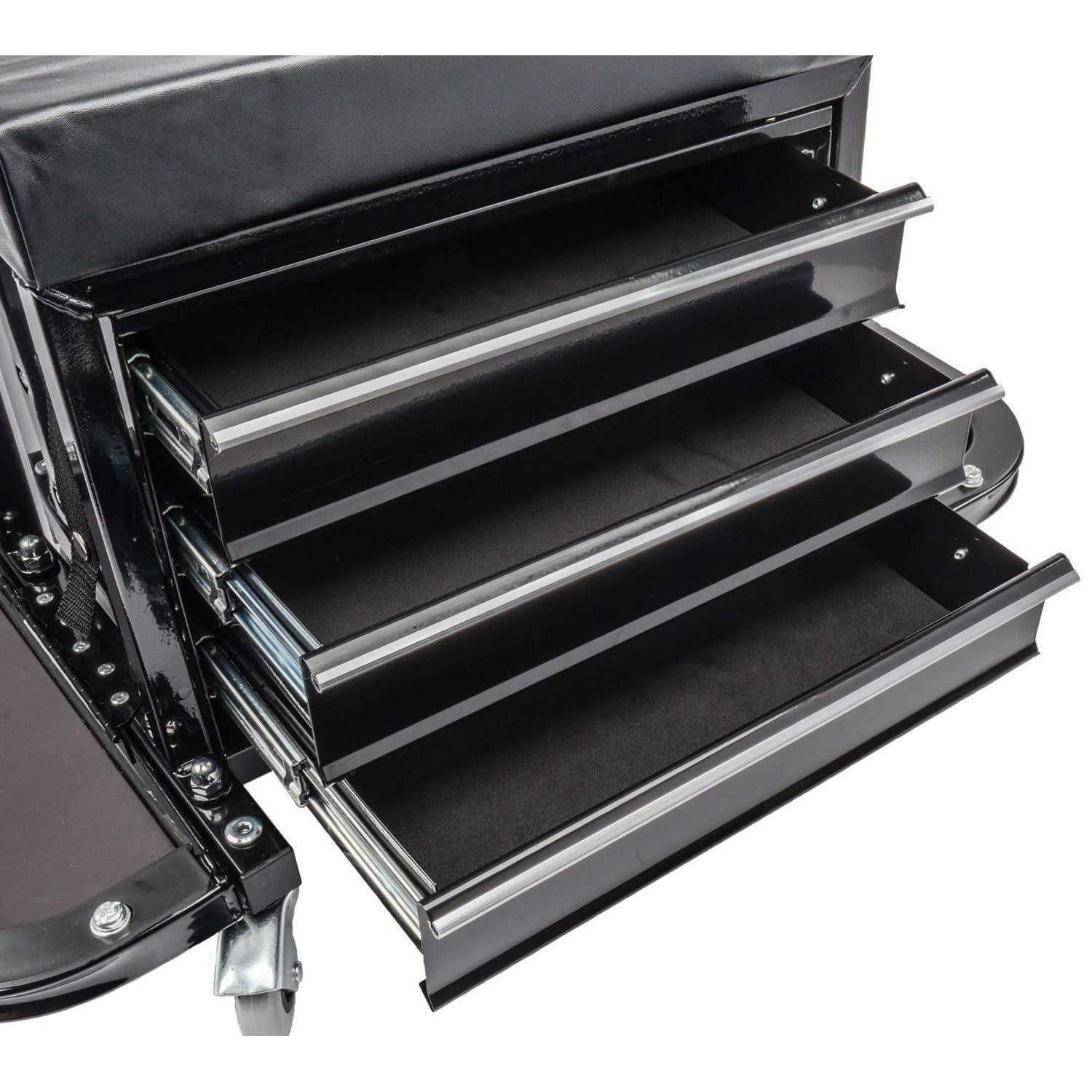 JEGS 3-Drawer Mechanics Roller Seat Tool Box Black With JEGS Logo ...