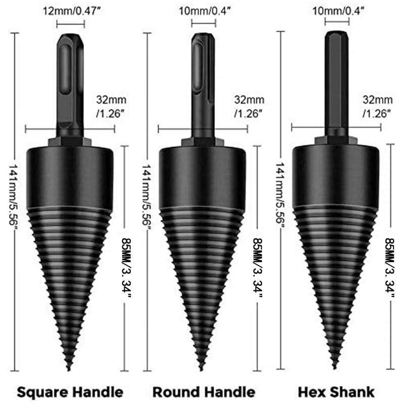 Firewood Log Splitter Drill Bit Cones Wood Splitting Bit Heavy Duty Electric Drill Attachment