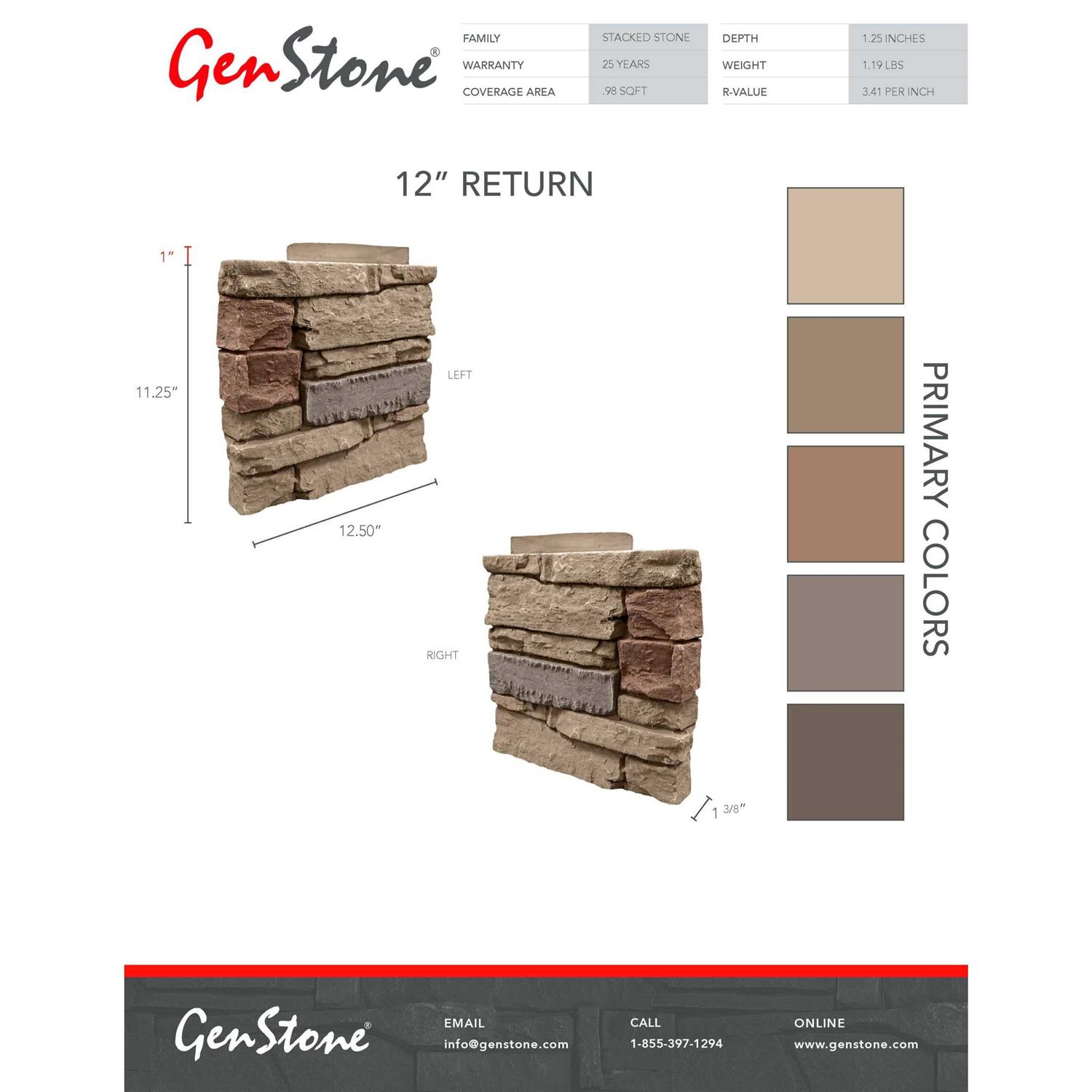 Genstone Stacked Stone Corner Panel Left 098 Sq Ft Desert Sunrise Faux Stone Veneer Hardware 5353